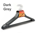 Assessed Supplier LINDON 4 Pack Flat Non Slip Notches Shoulder Smooth Grey Wood Suit Clothes Hangers with Round Pant Bar